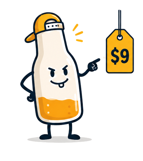 Glugg, the mascot, pointing out a good deal